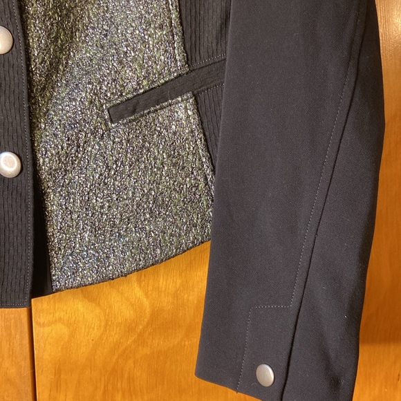 CAbi #3036 Media Tweed Green & Black Snap Button Jacket M - Picture 8 of 15